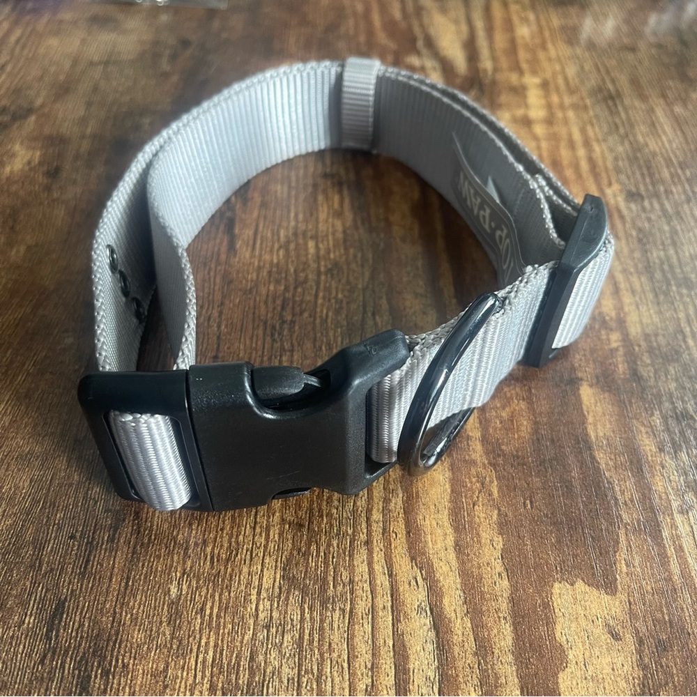 Top Paw Gray Dog Collar with Black Buckle Size Large